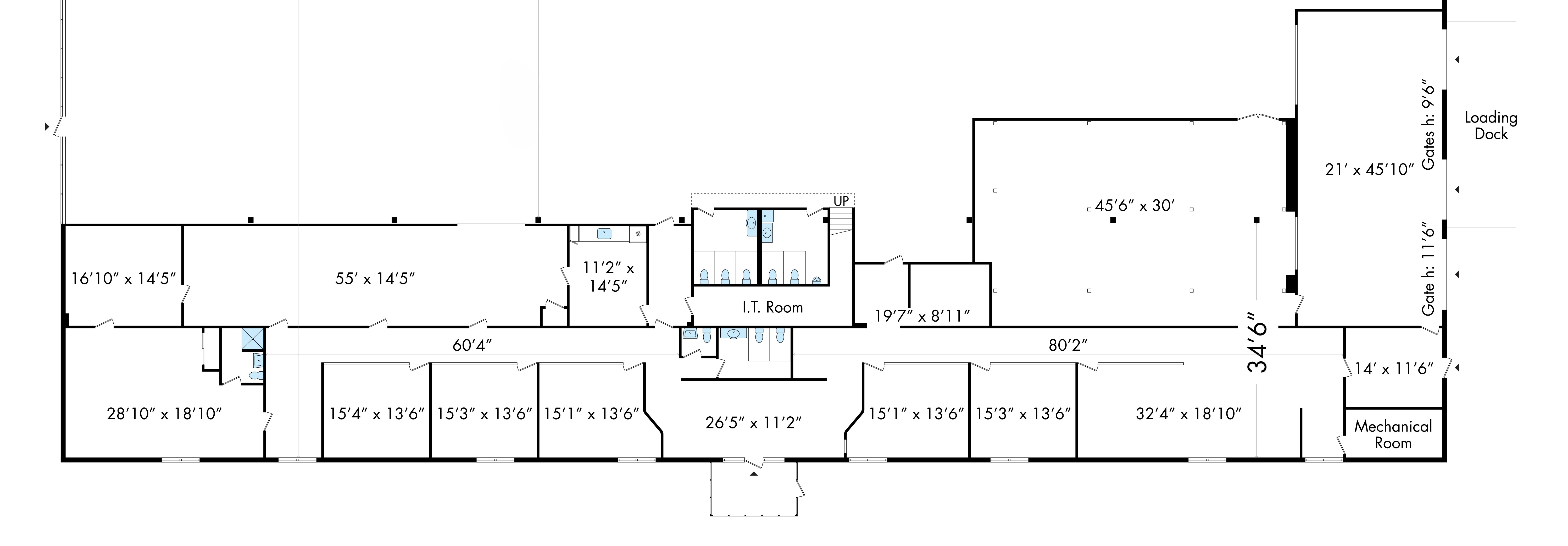 Facility floor plan of the kind used to place tracked assets live on a map